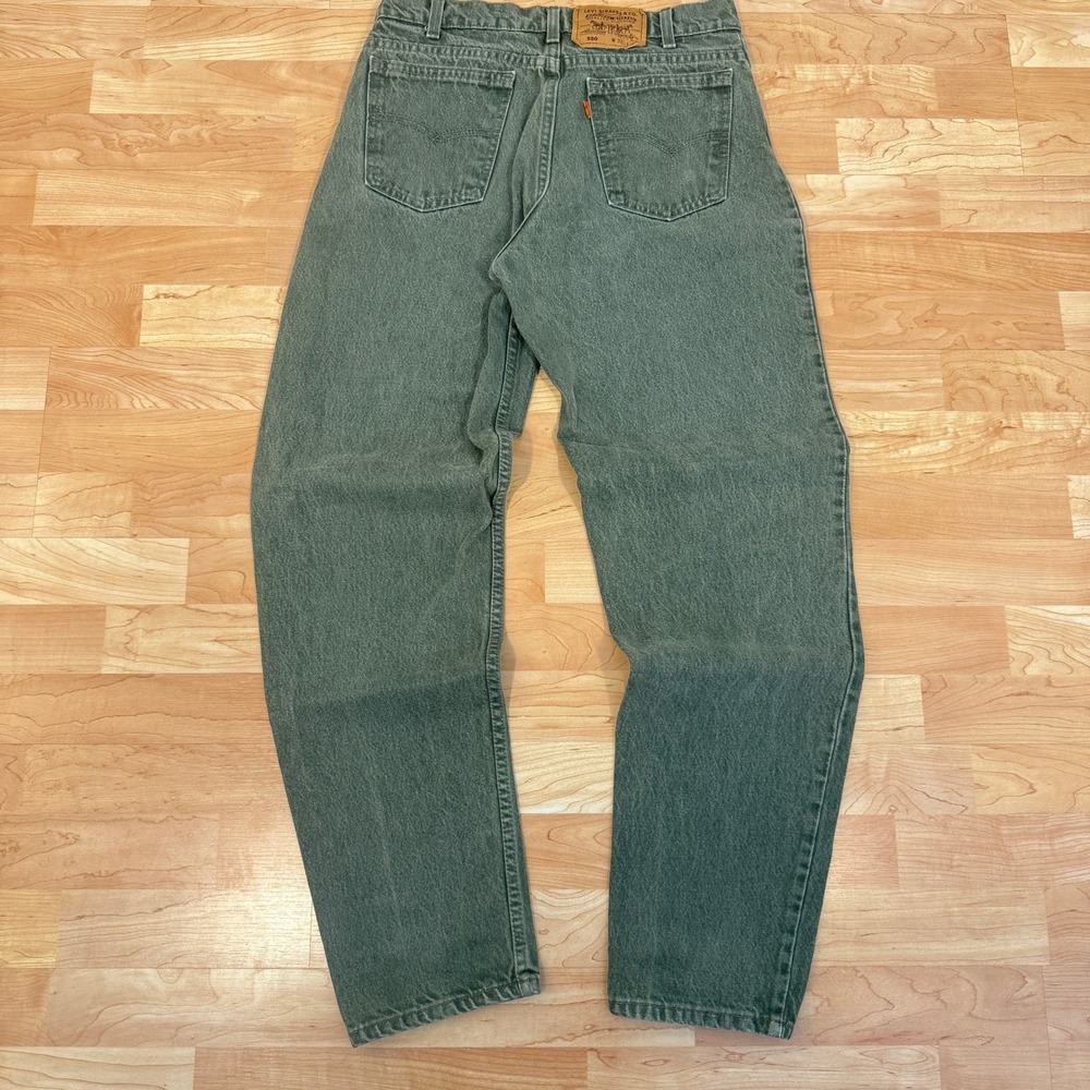 Vintage Levis 550 Orange Tab Green Gray Relaxed Tapered Jeans 32x32 Made in USA